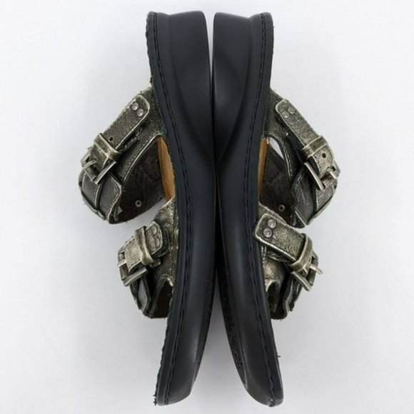 Naot Karaoke Wedge Sandal 37 6 Metallic Bronze Gold Strappy Side Buckle Open Toe - Picture 9 of 13